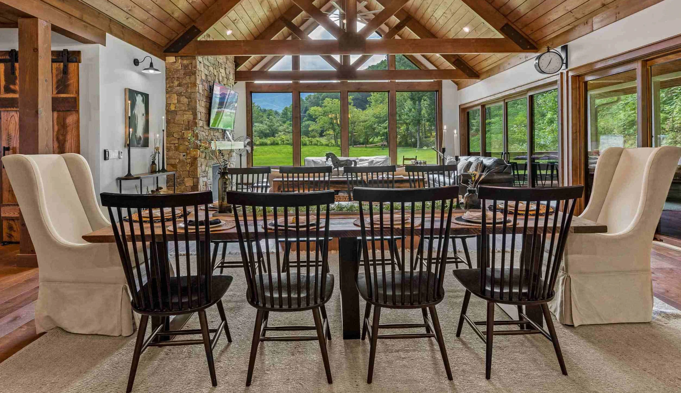 Wedding reception overlooking a private pond in the Smoky Mountains